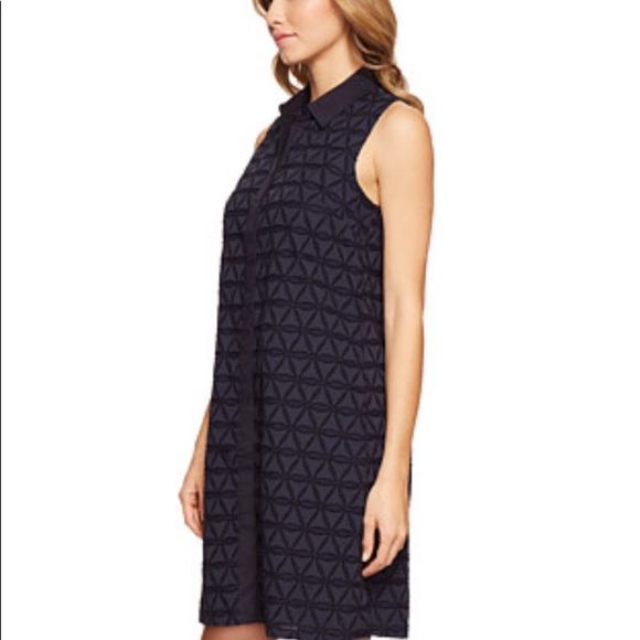 Donna Morgan-Novelty Geo Burnout Shirtdress Navy w/Triangle print- sizes 0-2 NWT - Picture 4 of 11